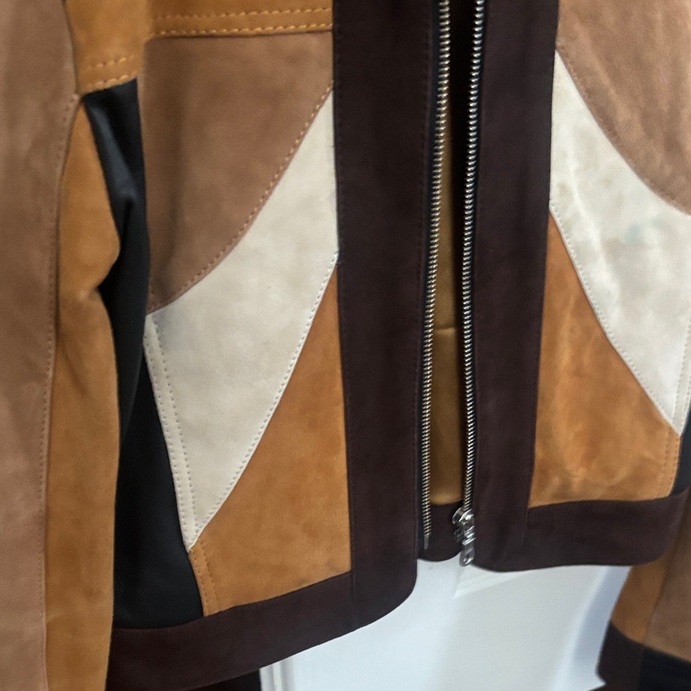Leather Patchwork Crop Leather Jacket Retro 70’s - image 5